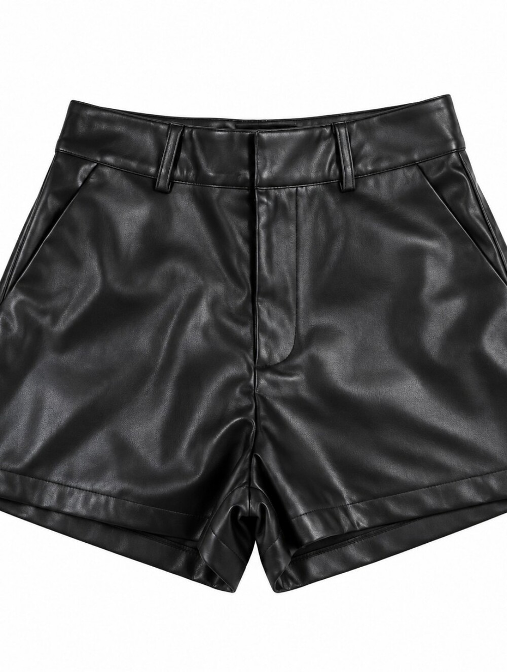 Fashion Nova Black High-Waist Faux Leather Shorts